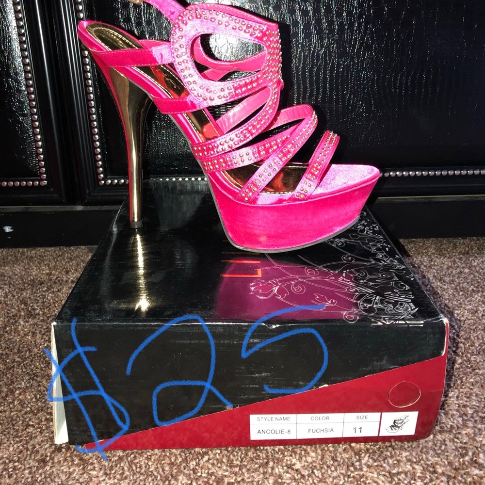 Pink with gold studded heels
